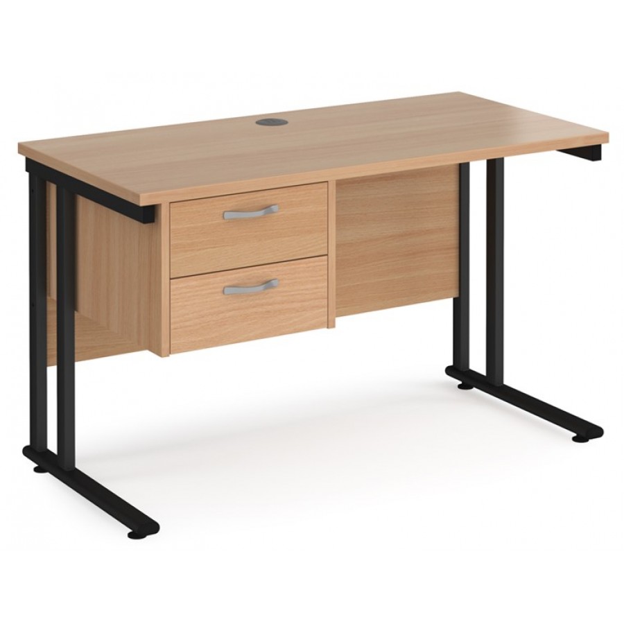 Maestro Cantilever Leg Straight Desk with Two Drawer Pedestal